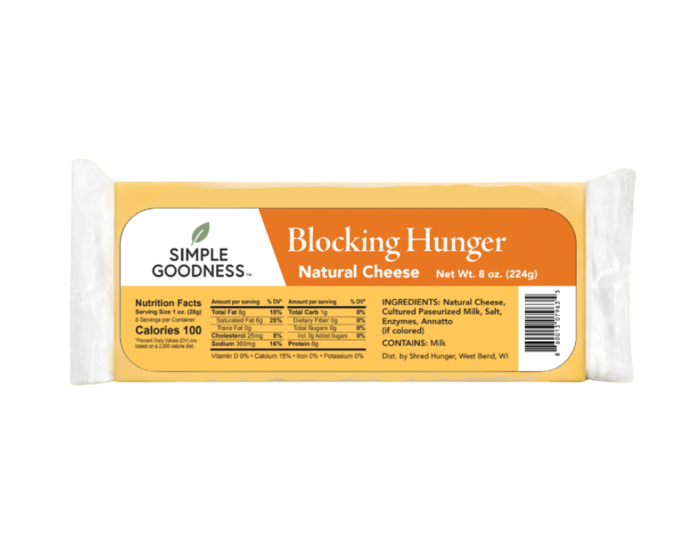 Blocking Hunger 8oz block cheese Cheddar & Pepperjack
